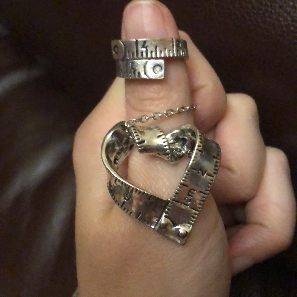 Measuring tape necklace and ring